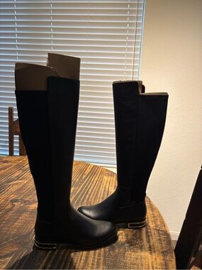 Michael Kors Black Knee-High Leather Heeled Boots